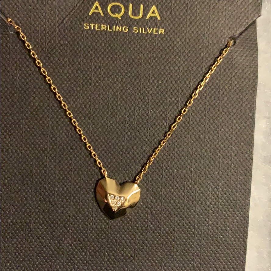 Aqua 18k Gold Plated Sterling Silver Heart Necklace